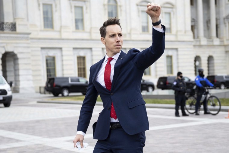 Many Democrats wrote Hawley off after his gesture to Trump's supporters at the U.S. Capitol on Jan. 6, 2021. 