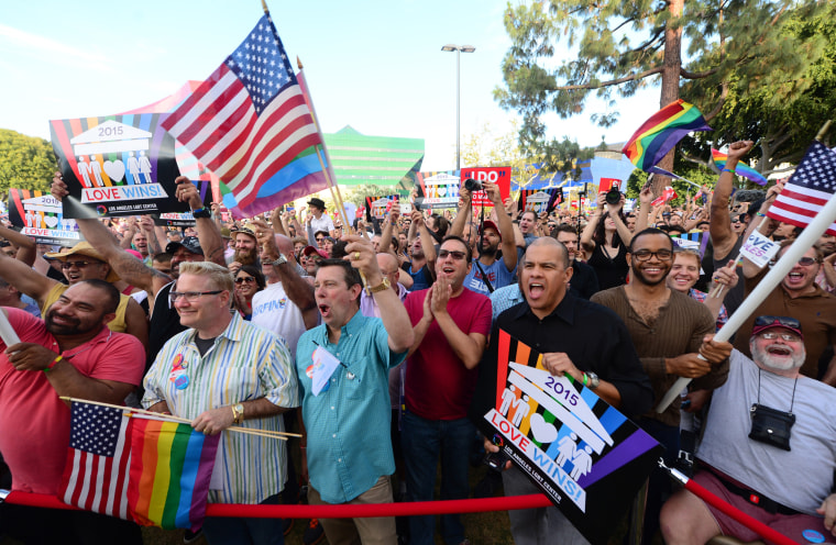 Marriage equality supporters gather in West Hollywood, Calif.