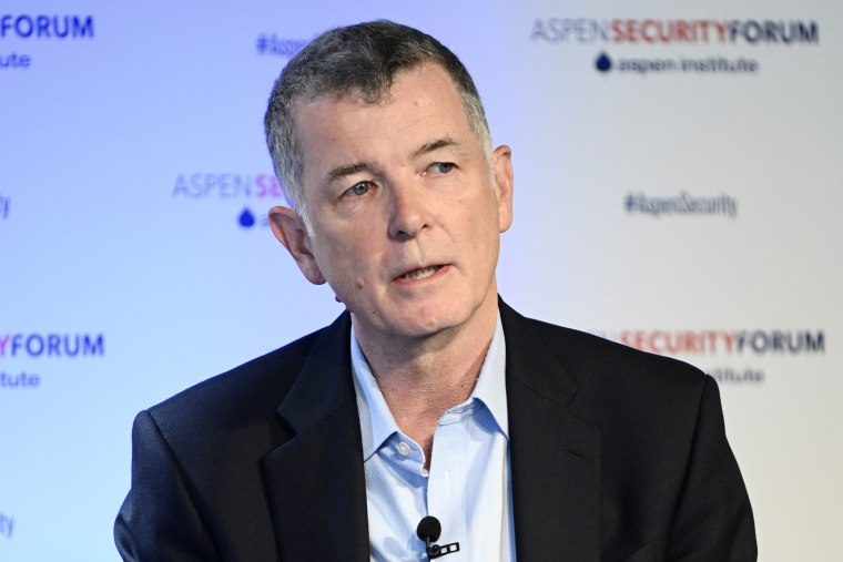 Richard Moore, the chief of MI6, speaks at the Aspen Security Forum in Aspen, Colo., in July 2022.