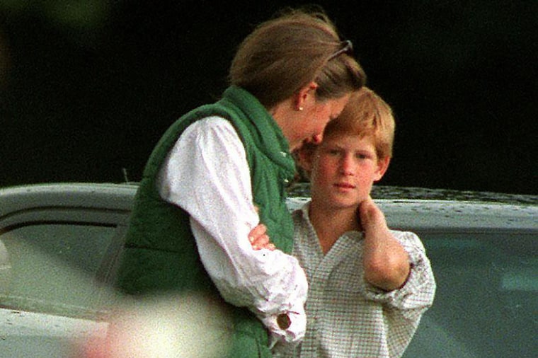 Prince Harry and his nanny Tiggy Legge-Bourke in 1997.