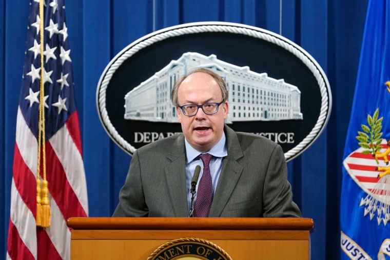 Image: Jeffrey Clark, then-Assistant Attorney General for the Environment and Natural Resources Division, at a news conference at the Justice Department in Washington, on Sept. 14, 2020.