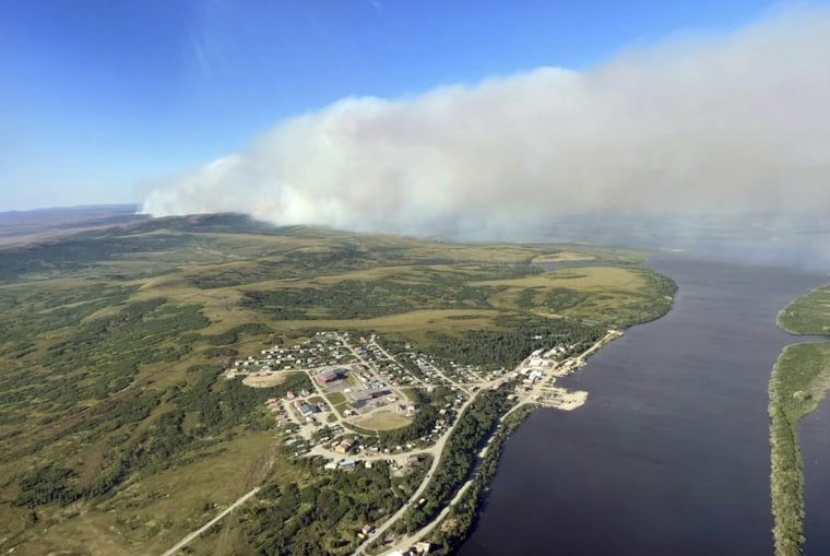 A tundra fire burns near the community of St. Mary's, Alaska, on June 10. 