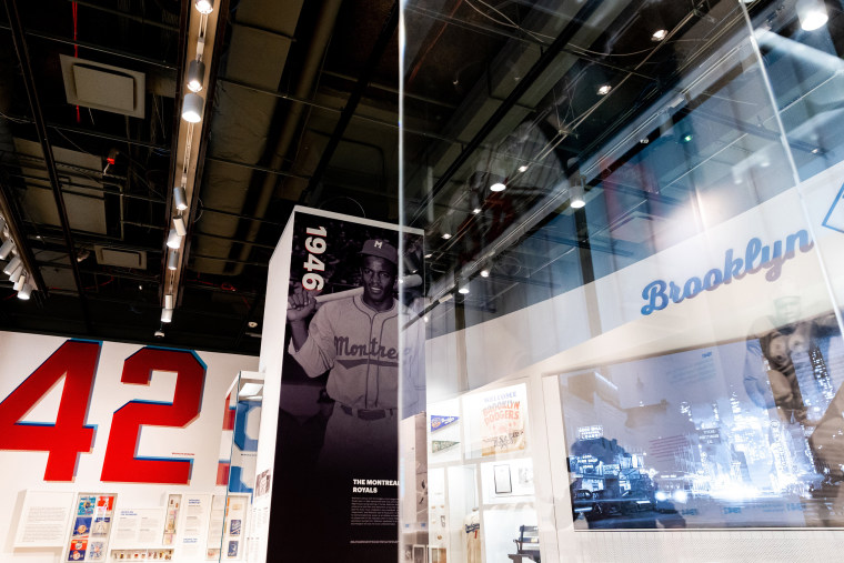 Image: Exhibits are shown at the Jackie Robinson Museum that opened on July 26, 2022, in New York.