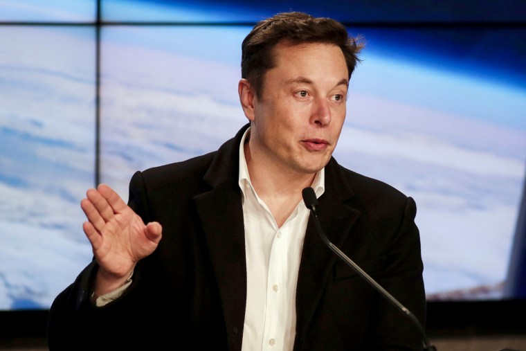 Elon Musk at a news conference after the SpaceX Falcon 9 Demo-1 launch at the Kennedy Space Center in Cape Canaveral, Fla., on March 2, 2019.