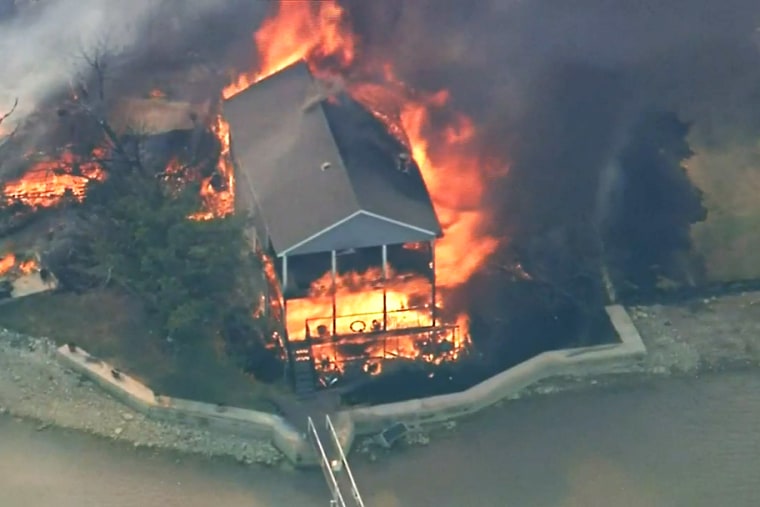 A fast-moving blaze has caused fire and forced dozens of evacuations in North Texas.
