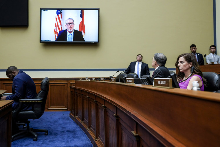 Marty Daniel, the CEO of Daniel Defense LLC, testifies virtually Wednesday at a House Oversight and Reform Committee hearing in Washington.