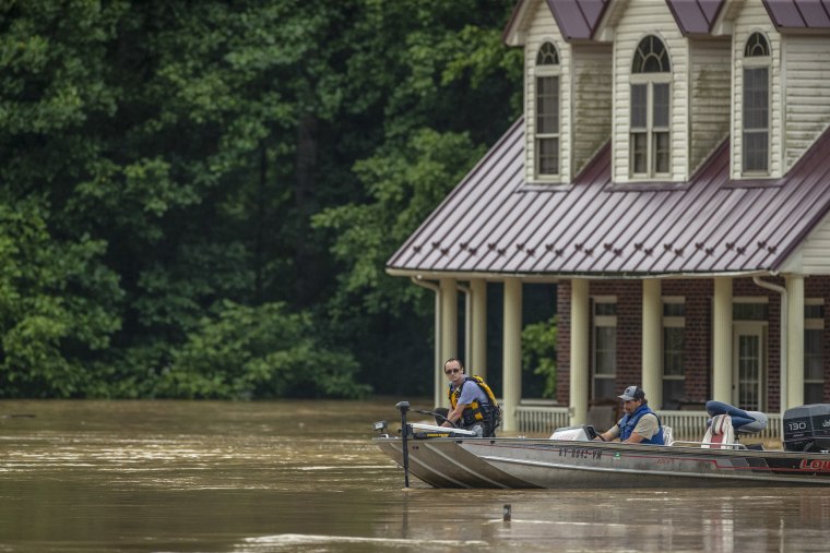 Image: Homes are flooded by Lost Creek, Ky., on July 28, 2022.