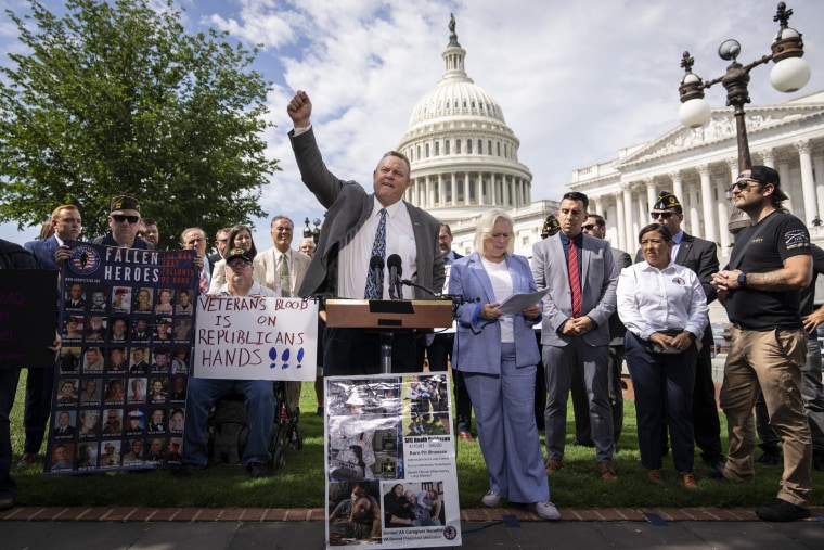 Image: Sen. Jon Tester, D-MT, speaks during a press conference on the Honoring Our Promise to Address Comprehensive Toxics (PACT) law July 28, 2022 in Washington, DC