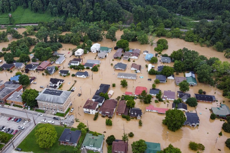 Homes submerged under floodwaters