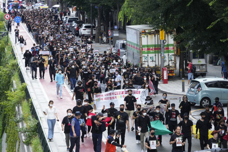 Myanmar nationals living in South Korea march