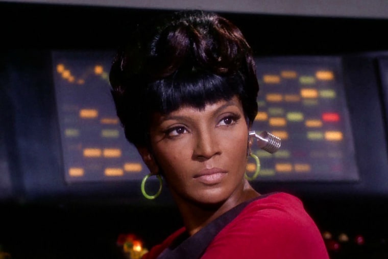 Nichelle Nichols as Lt. Nyota Uhura in the "Journey to Babel" episode of Star Trek in 1967.
