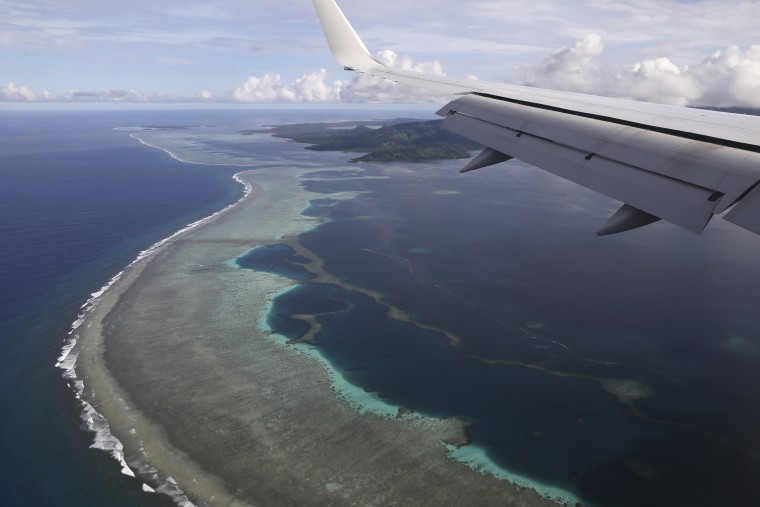An aerial view of Pohnpei, one of two states in Micronesia where the government has detected cases of the coronavirus.