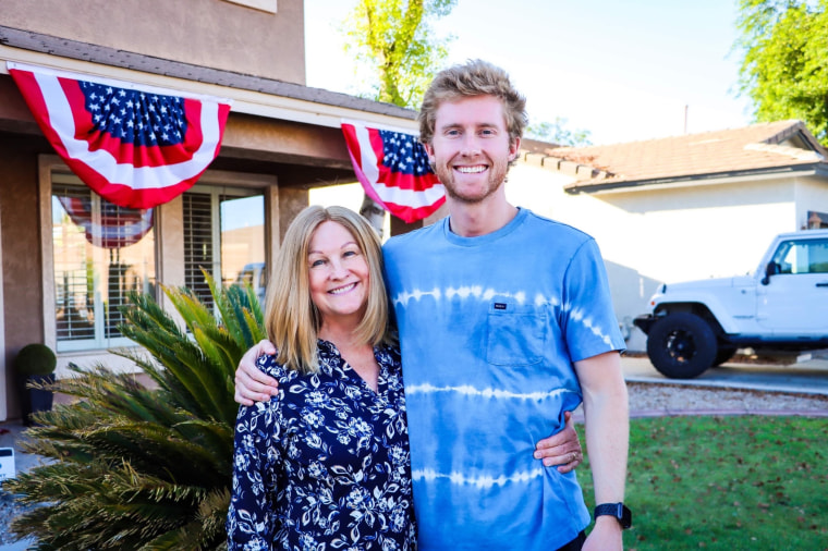 After her brain tumor treatment caused hair loss, Melanie Shaha's son Matt donated his hair for her wig. 