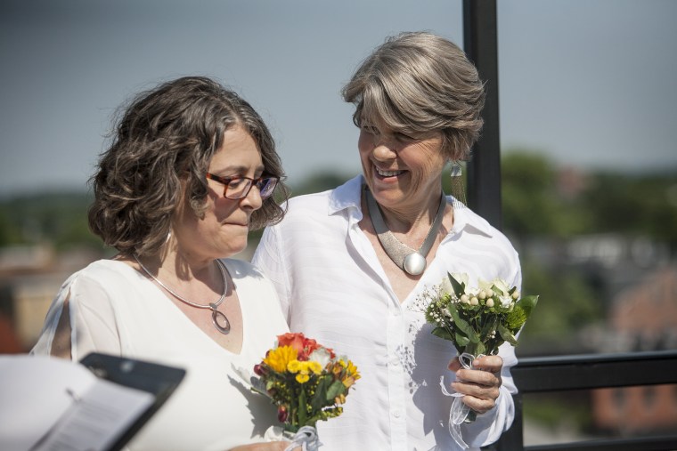 The author and her wife on their wedding day.