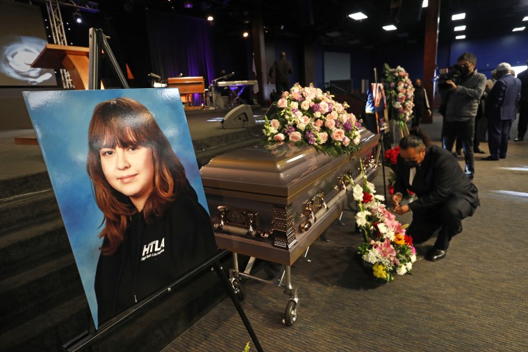The casket of Valentina Orellana Peralta arrives at City of Refuge Church in Gardena, California, where The Rev. Al Sharpton will officiate and deliver the eulogy later today.