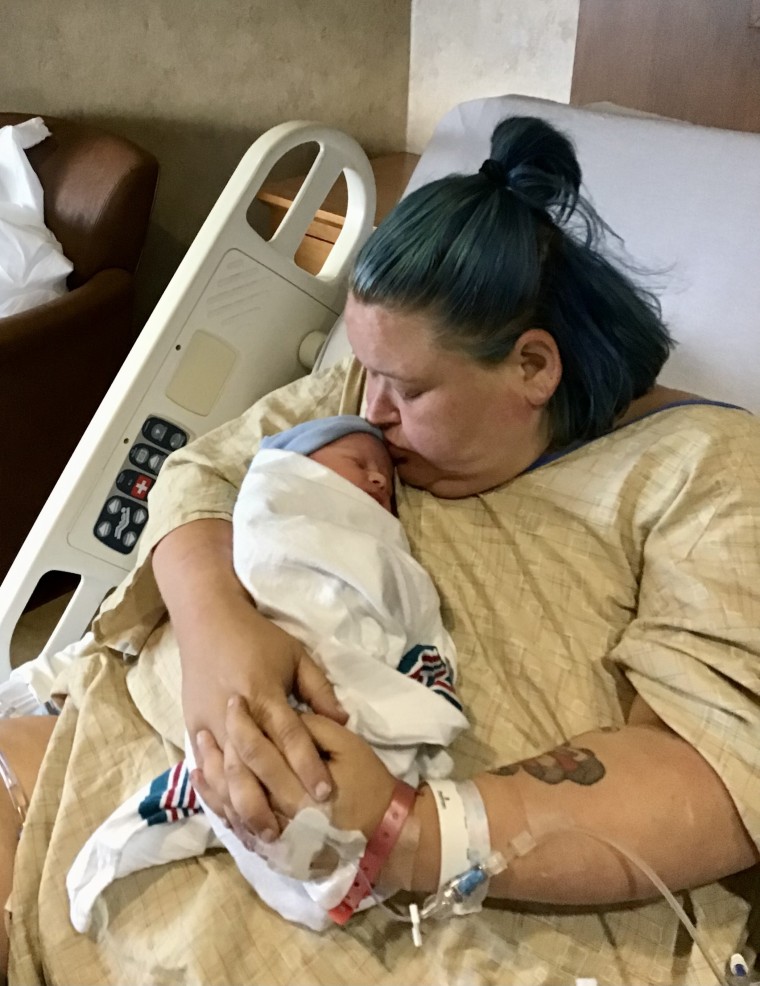Amy Slaton holds her second baby, Glenn, in the hospital.