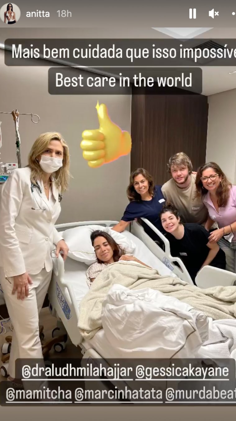 Anitta compartió en Instagram parte de lo que vivió en el hospita.