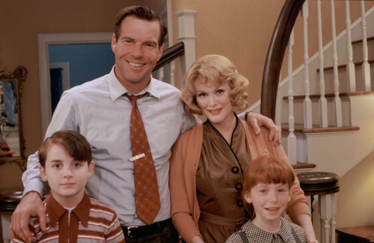 Dennis Quaid, Julianne Moore, Ryan Ward and Lindsay Andretta as the Whitakers in "Far From Heaven." 