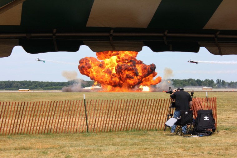 Tom Campbell, an attendee at the show, captured the fiery explosion on camera.