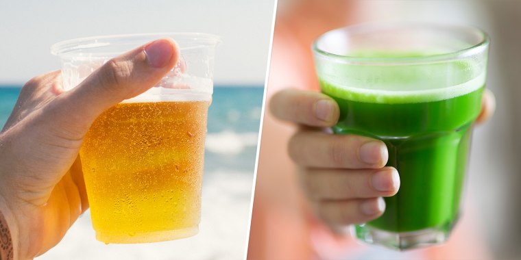 You're on vacation. Are you grabbing the beer or the green juice?
