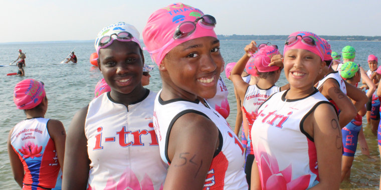 Many girls who participate in I-TRI might not know how to swim, run or bike. Through training they become so adept that they can successfully complete youth triathlons.