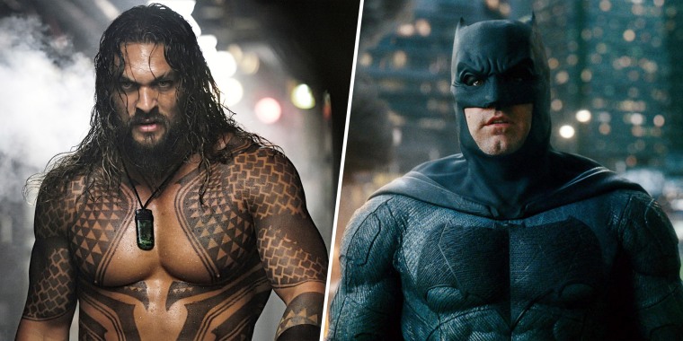 Momoa starred in "Aquaman," left, while Affleck has put on Batman's suit in a trio of films.