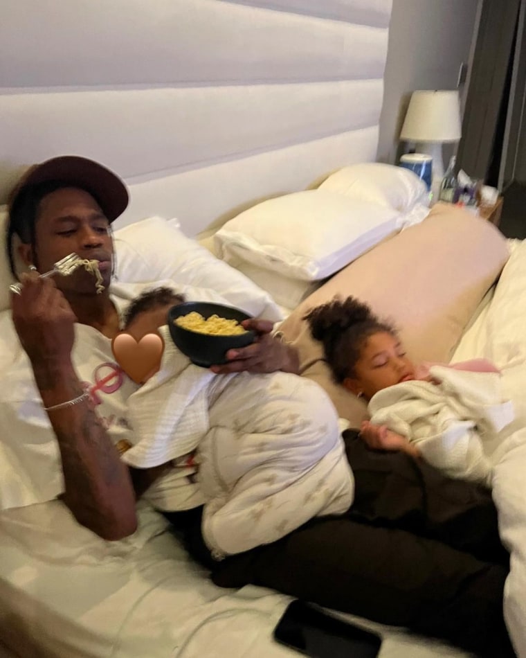 Kylie Jenner shares a picture of Travis Scott spending time with his kids on Father's Day.