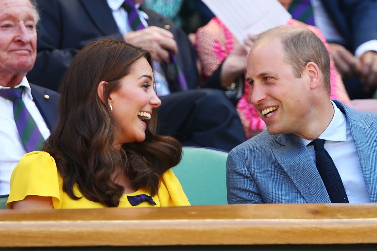 The Duke and Duchess of Cambridge attend the Men's Singles final on day 13 of Wimbledon on July 15, 2018.