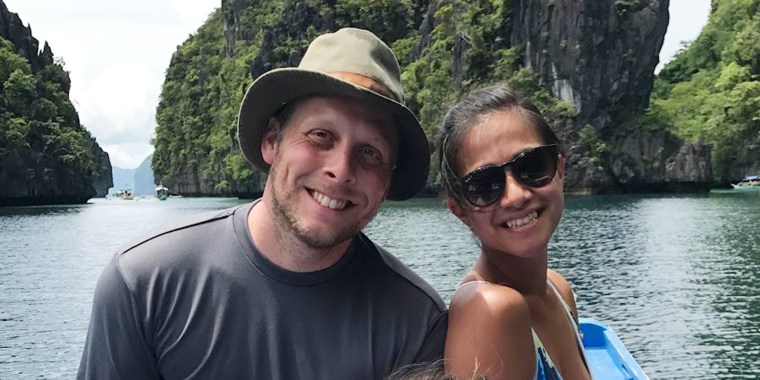 Florida teacher Thomas Kenning, pictured with his wife Jasmine, drowned saving a teen girl in Lake Michigan.