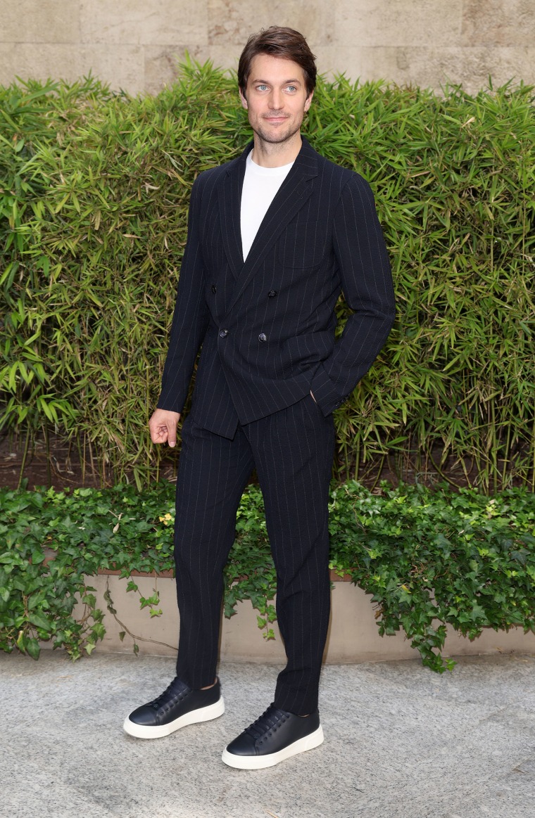 MILAN, ITALY - JUNE 20: Lucas Bravo is seen on the front row at the Giorgio Armani fashion show during the Milan Fashion Week S/S 2023 on June 20, 2022 in Milan, Italy. (Photo by Jacopo Raule/Getty Images)