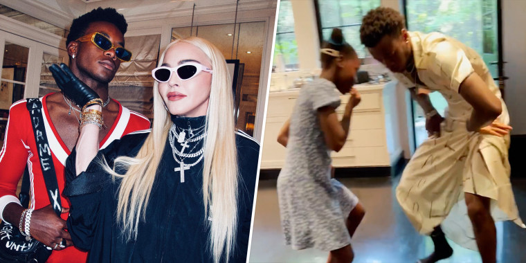 Madonna's son David and daughter Estere showed off their dance moves at home.
