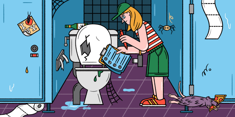 A woman finds that her summer job inspecting public bathrooms in New York City isn't as bad as it seems. 