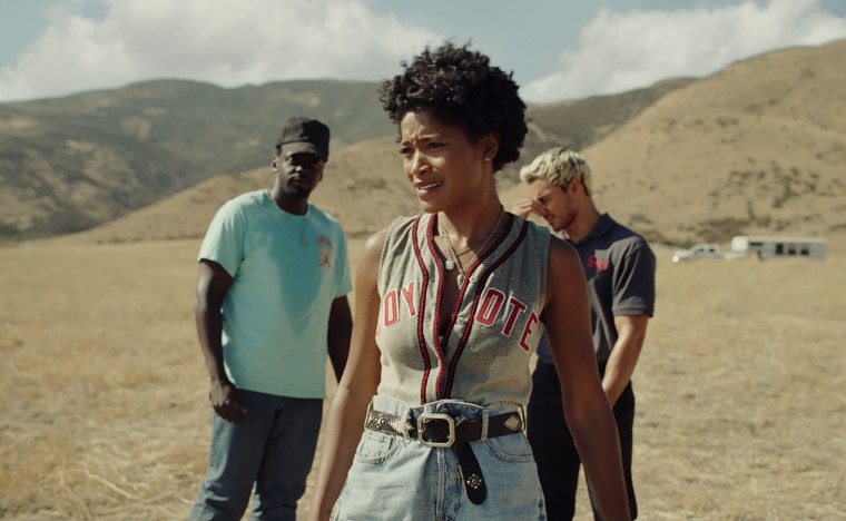 Daniel Kaluuya), left, Keke Palmer, center, and Angel Torres star in "Nope," which was written, produced and directed by Jordan Peele.