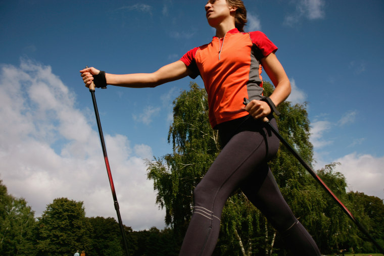 Woman hiking in park