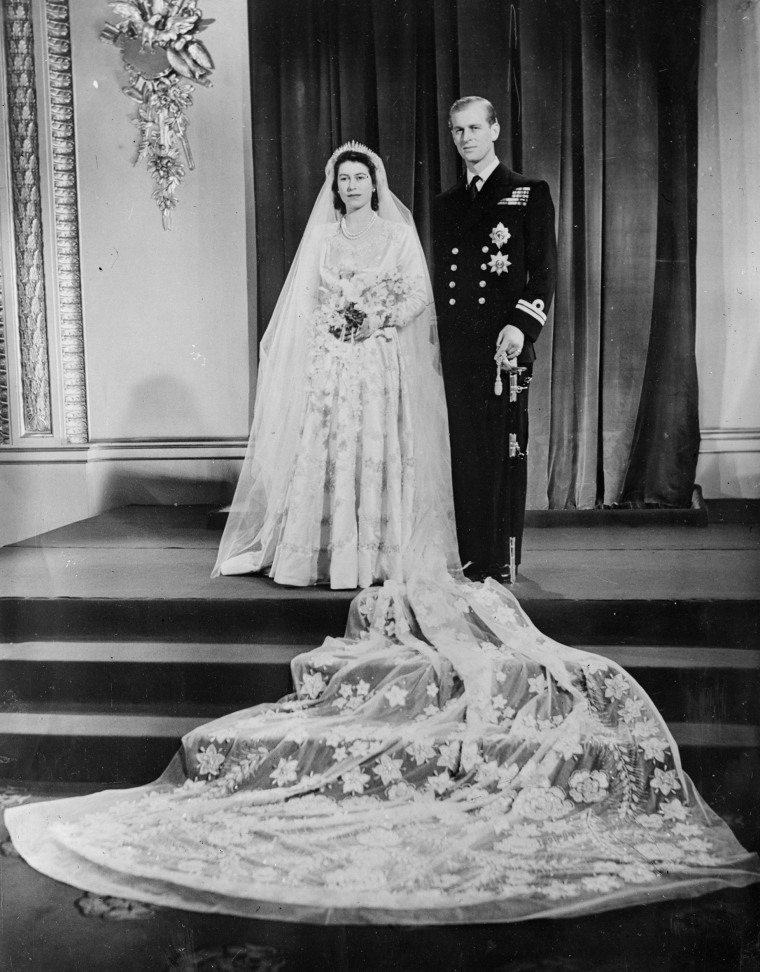 Princess Elizabeth and the Duke of Edinburgh at Buckingham Palace in London after their wedding ceremony at Westminster Abbey on Nov. 20, 1947. 