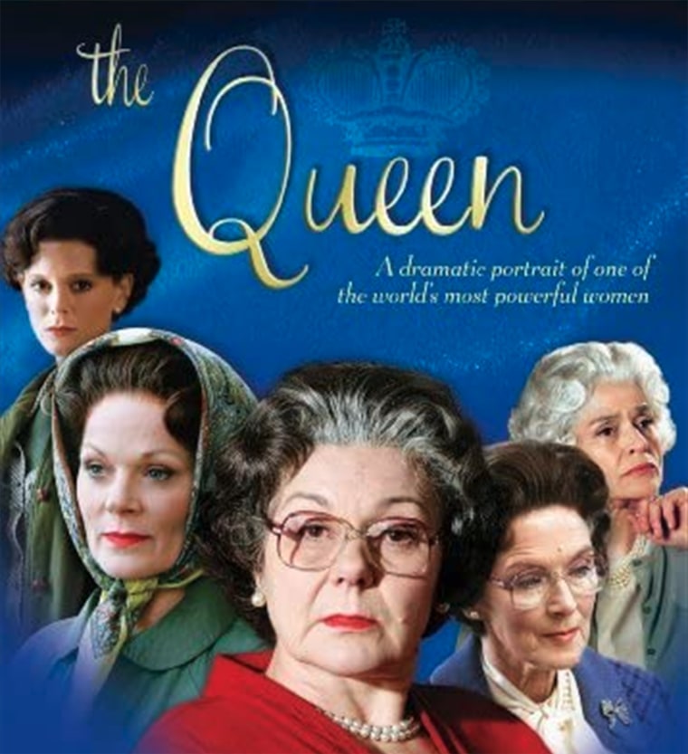 The DVD cover for "The Queen," a 2009 British drama-documentary showing Queen Elizabeth II at different points during her life.