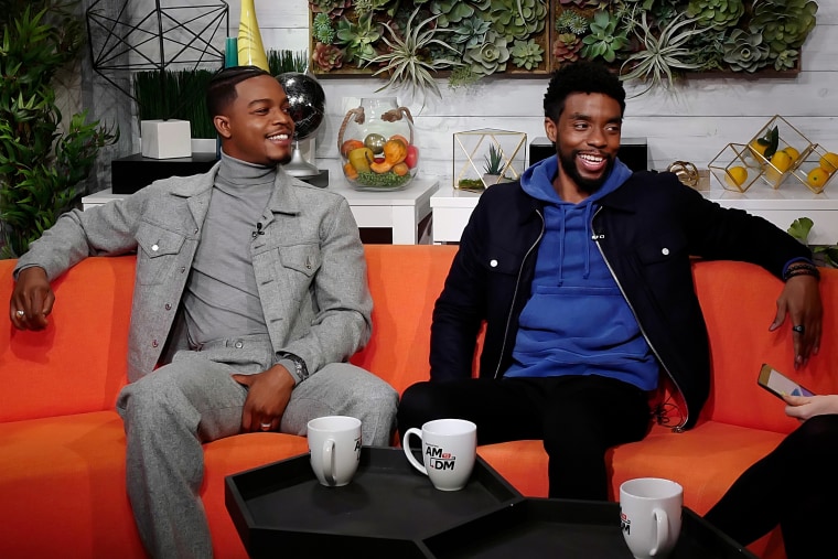 Stephan James and Chadwick Boseman attend BuzzFeed's "AM To DM" on November 20, 2019 in New York City.