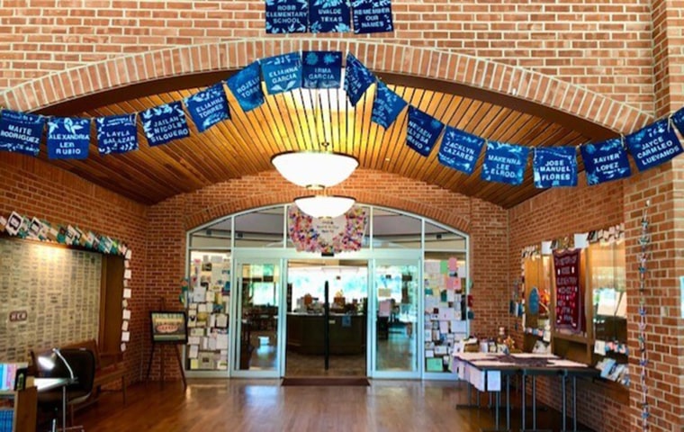 El Progreso Library's "Tunnel of Love," in honor the victims of the Robb Elementary School Shooting.