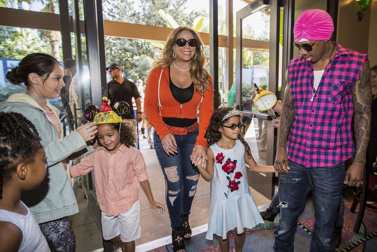 Image: Mariah Carey and Nick Cannon arrive at their childrens' birthday party at Disneyland on April 30, 2017 in Anaheim, Calif.
