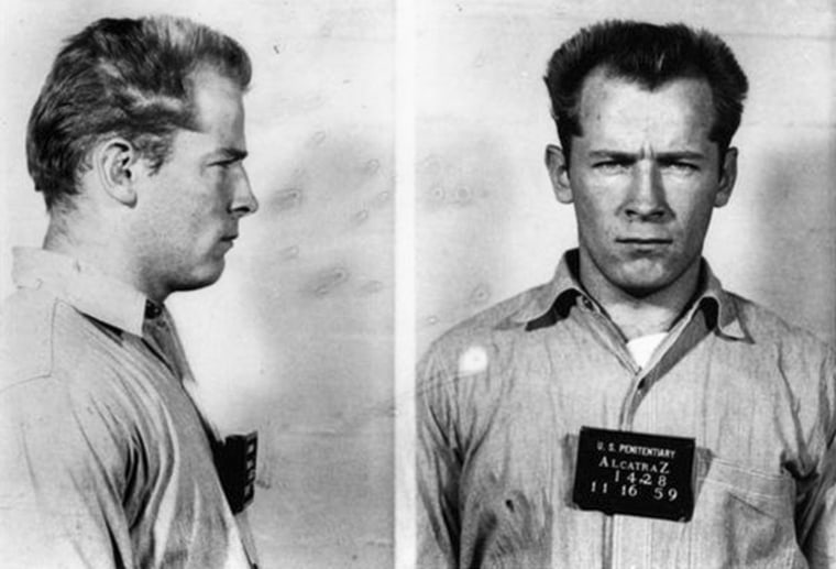 Image: Mugshots of Boston gangster James 'Whitey' Bulger, Jr. poses for a mugshot at Alcatraz on November 16, 1959 in San Francisco, Calif.