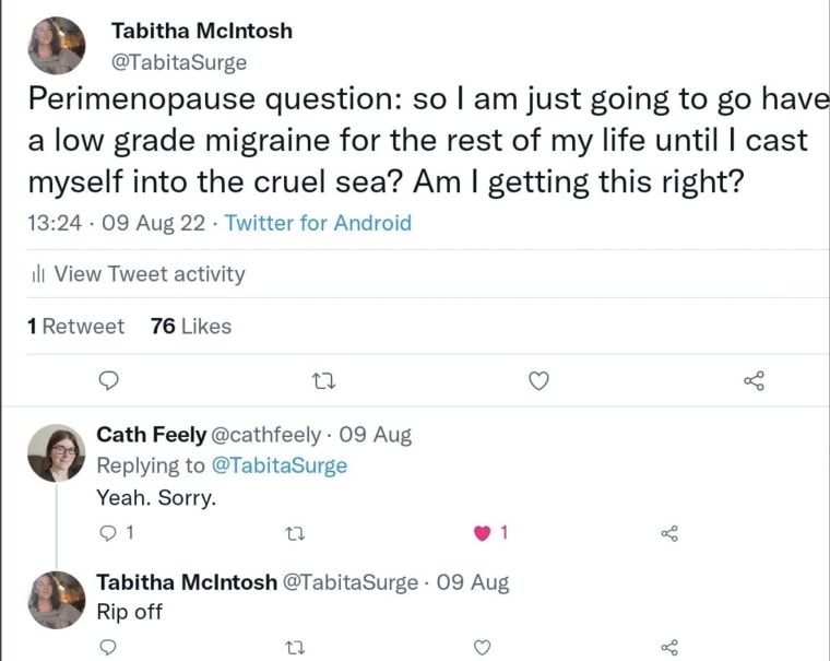 Tabitha McIntosh thought perimenopause caused her constant headache, but it was a sign of a stroke.