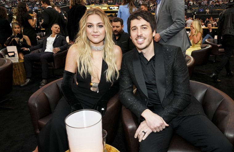 Image: Kelsea Ballerini and her husband Morgan Evans attend the 57th Academy of Country Music Awards on March 7, 2022 in Las Vegas.