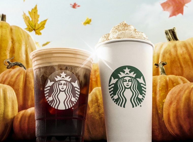 Starbucks' Pumpkin Cream Cold Brew and Pumpkin Spice Latte.