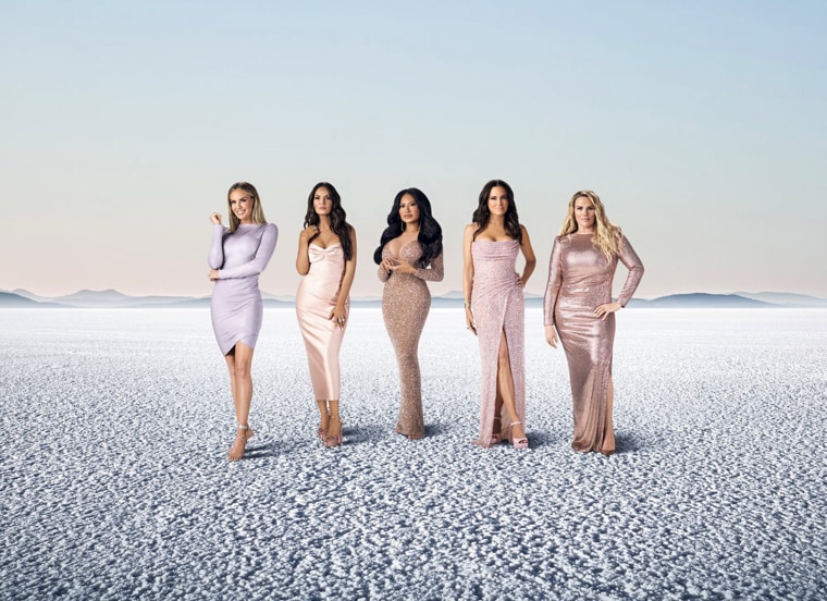 Image: From left, Whitney Rose, Lisa Barlow, Jen Shah, Angie Katsanevas and Heather Gay on Season 3 of 'The Real Housewives of Salt Lake City'.