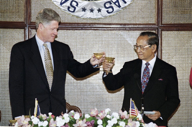 Former President Bill Clinton with Ramos in Manila in 1994.