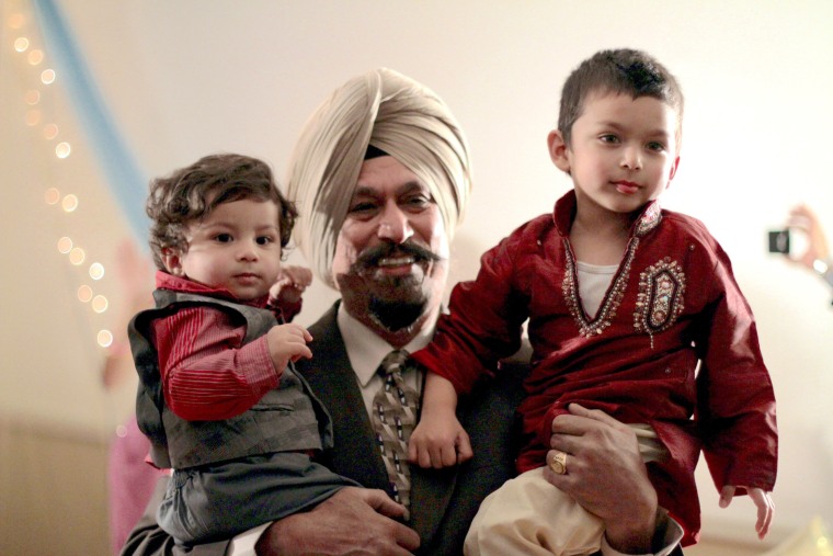 Satwant Singh Kaleka with his grandchildren.