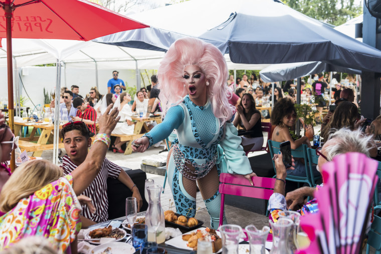 Image: A drag performer at the Drag Brunch at R House Wynwood during Wynwood Pride on June 20, 2021 in Miami, Fla.