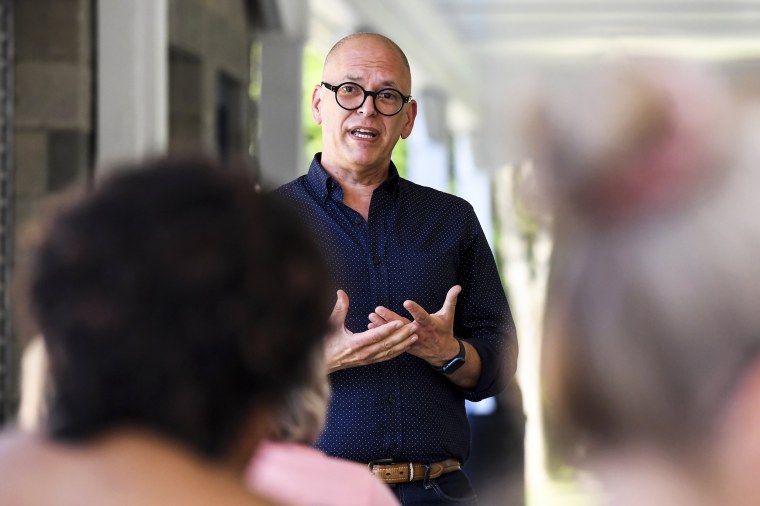 Ohio House House District 89 Candidate Jim Obergefell speaks during a meeting of the Democratic Women of Erie County in Sandusky, Ohio, July 18, 2022.
