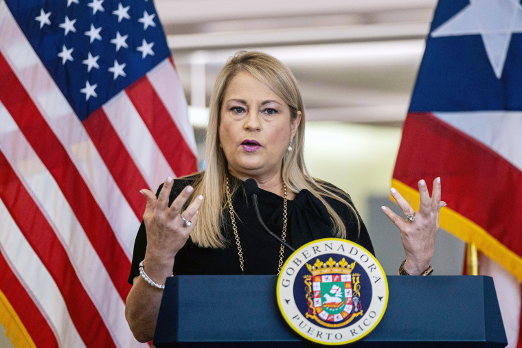 Image: Then-Puerto Rico Governor Wanda Vazquez Garced during a new conference in San Juan, Puerto Rico on June 30, 2020.