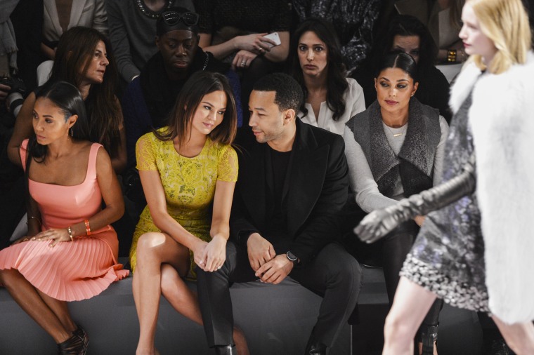 Image: Chrissy Teigen and John Legend, at the Vera Wang Fall 2013 fashion show during Mercedes-Benz Fashion Week  on February 12, 2013 in New York City.